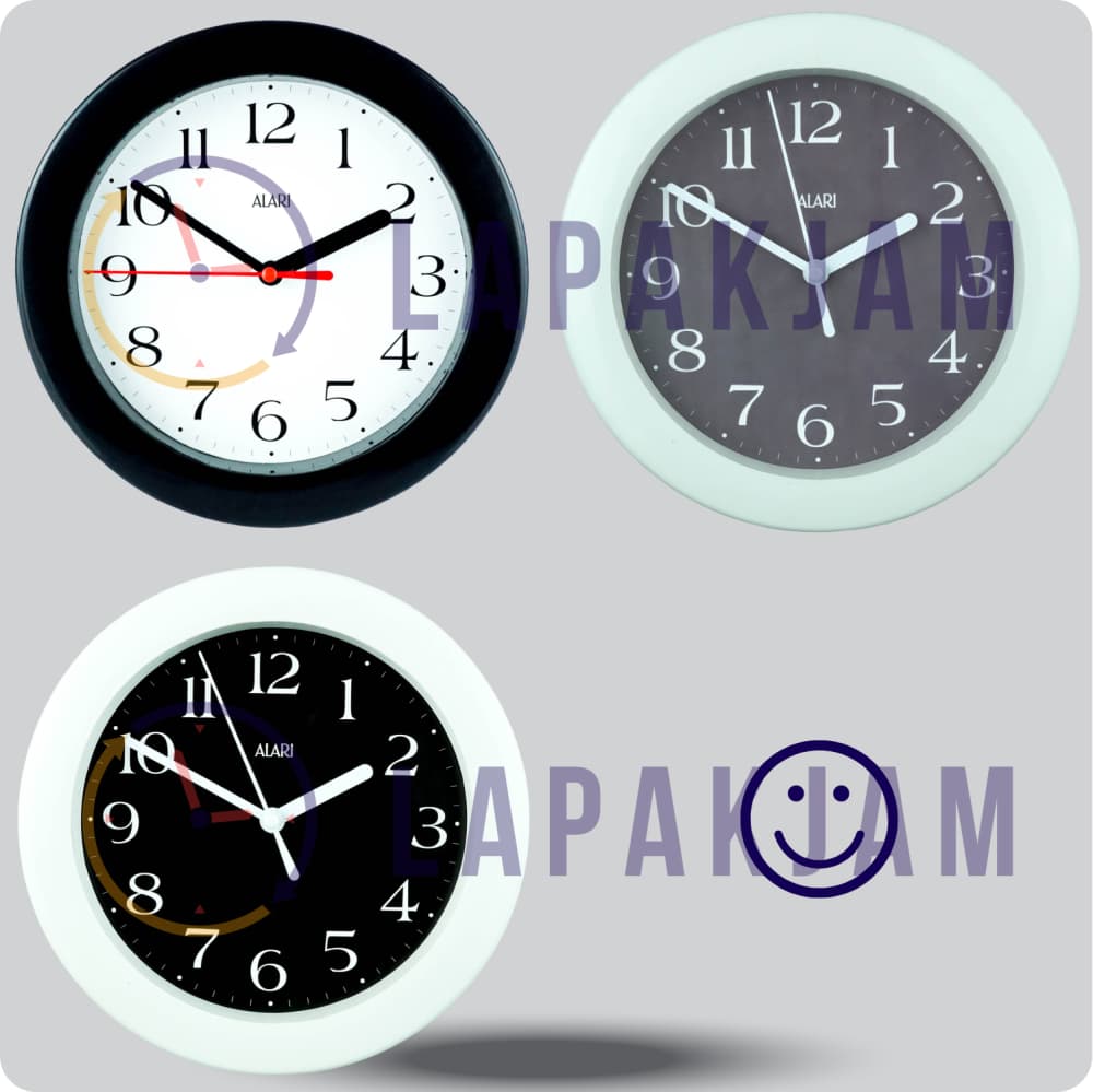 Jam Dinding Analog Polos Minimalis Alari Hitam JDALARAL1242-805HIT