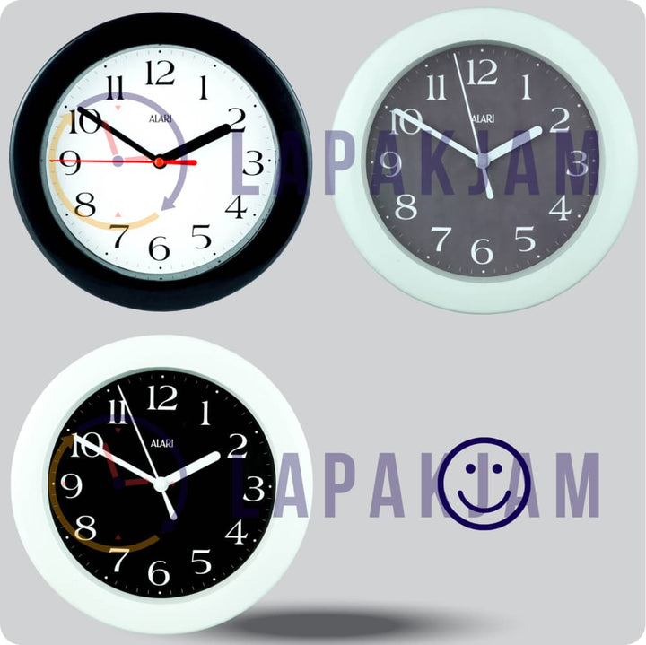 Jam Dinding Analog Polos Minimalis Alari Hitam JDALARAL1242-805HIT