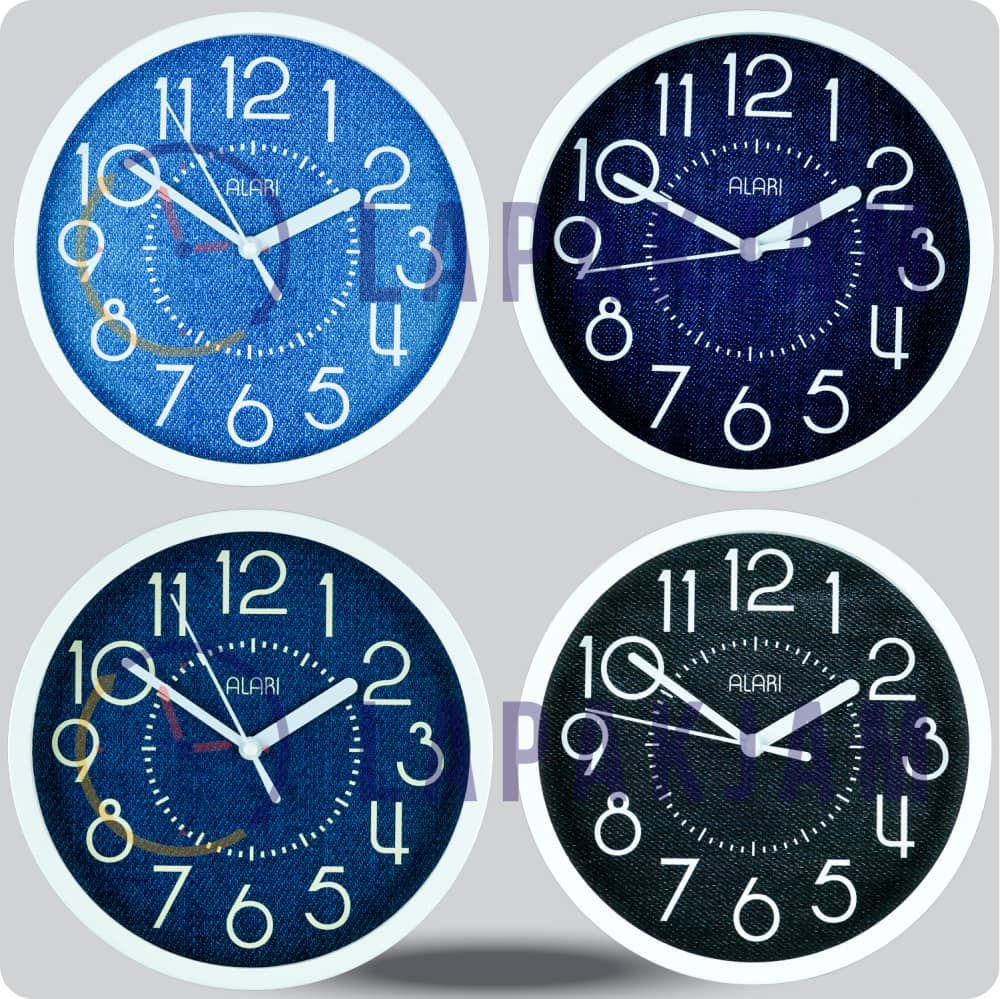 Jam Dinding Analog Polos Minimalis Alari Black JDALARAL1211-1668PBLA