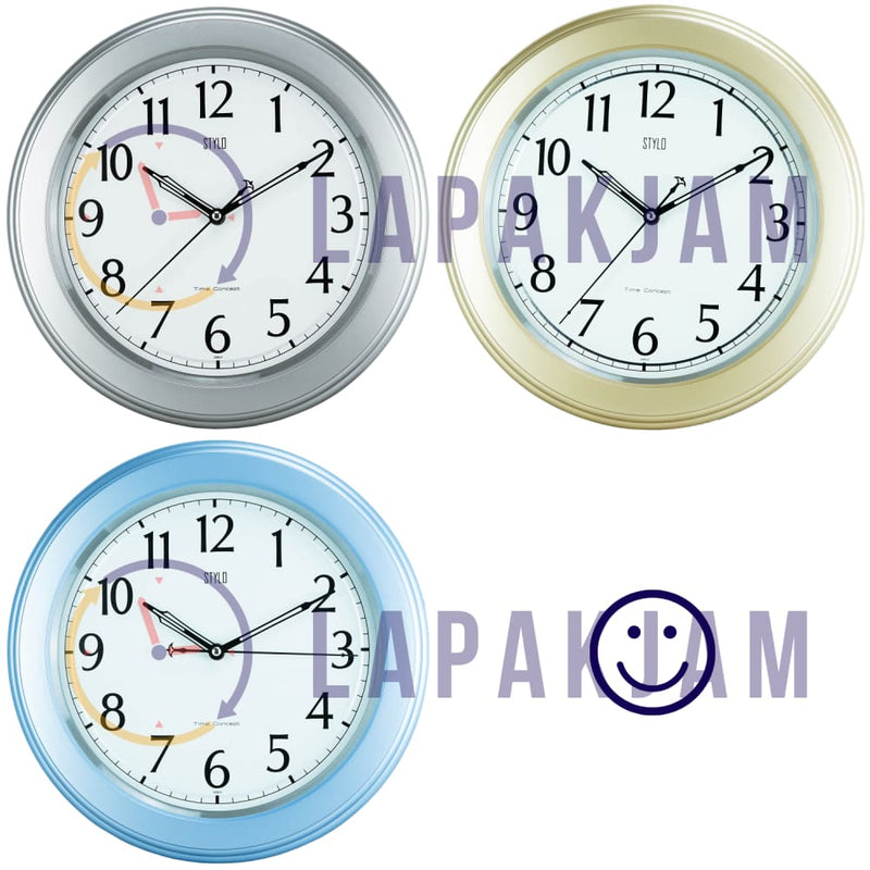 Jam Dinding Analog Polos Minimalis Stylo Silver JDST3250T-5SIL