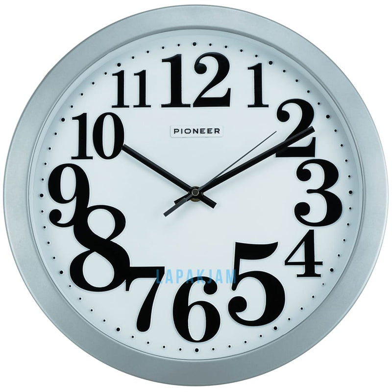 Jam Dinding Analog Polos Minimalis Pioneer Silver JDONPT2DWIL