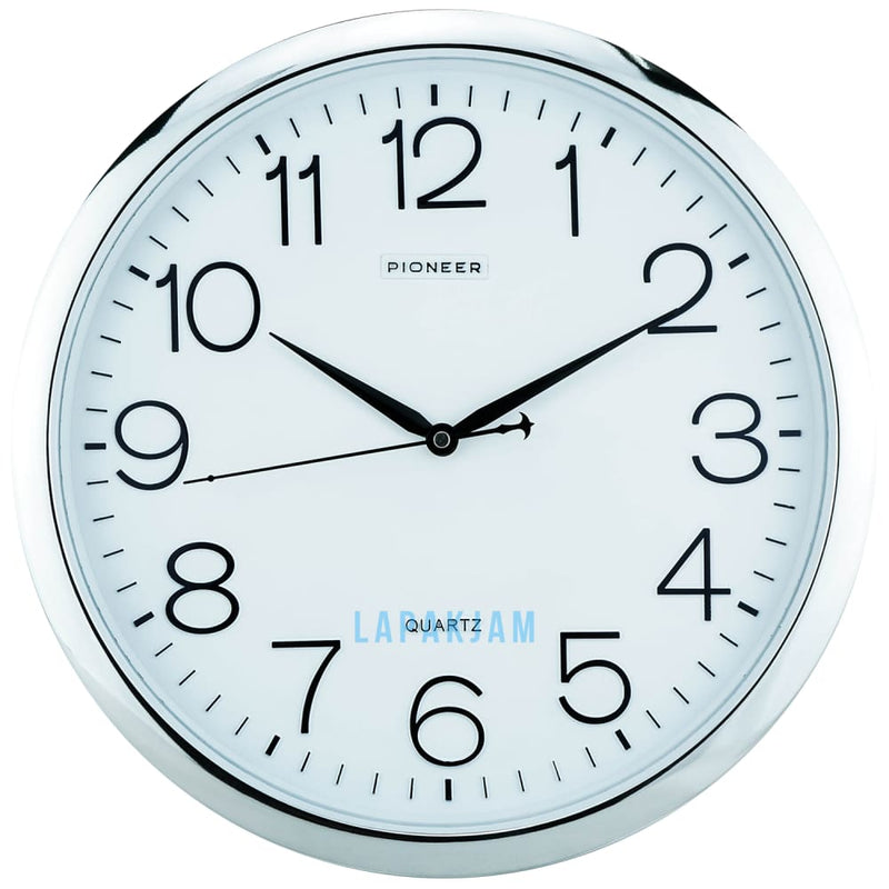 Jam Dinding Analog Polos Minimalis Pioneer Silver JD18209DWHI