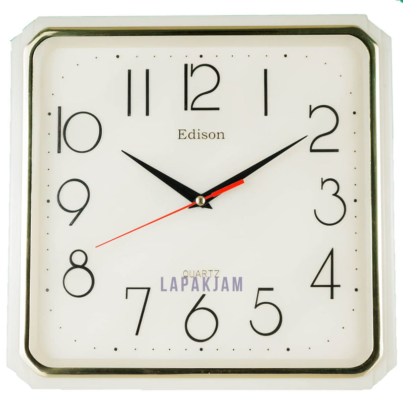 Jam Dinding Analog Polos Minimalis Edison Putih Gold JDEDED27TIVO