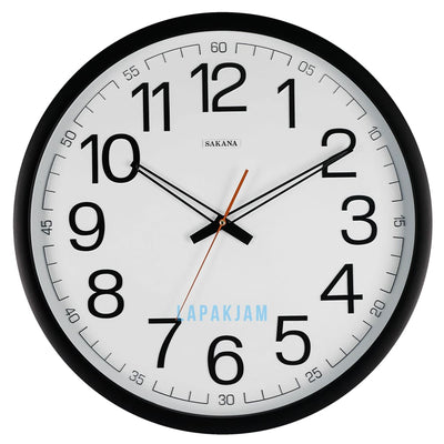 Jam Dinding Analog Polos Minimalis Sakana Hitam JDSA415NHIT