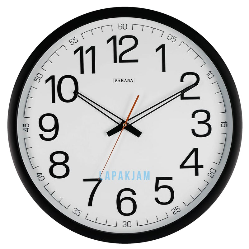 Jam Dinding Analog Polos Minimalis Sakana Hitam JDSA415NHIT
