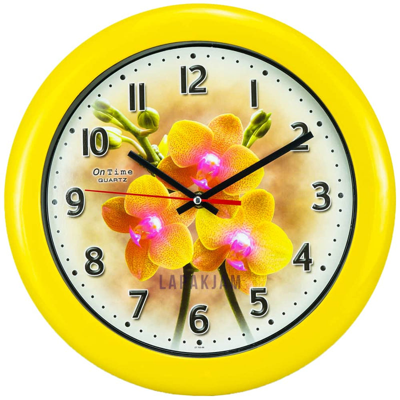 Jam Dinding Analog Bunga Ontime Kuning JDON76-FL86