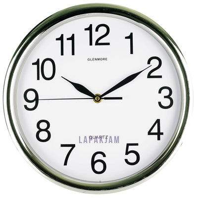 Jam Dinding Analog Polos Minimalis Glenmore Silver JDGLENGM-5581PSIL