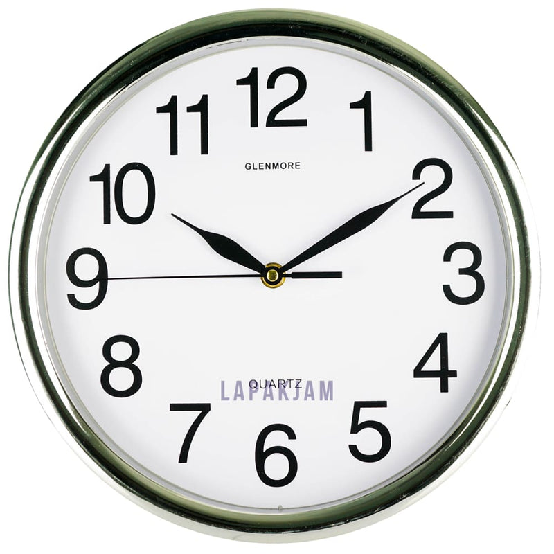 Jam Dinding Analog Polos Minimalis Glenmore Silver JDGLENGM-5581PSIL