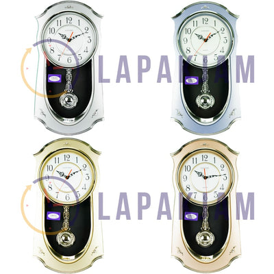 Jam Dinding Bell & Bandul Polos Minimalis Sakana Silver JDSAKA333SIL