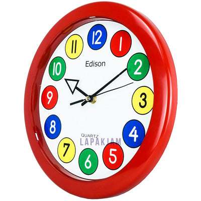 Jam Dinding Analog Polos Minimalis Edison Merah JDEDED280CMER