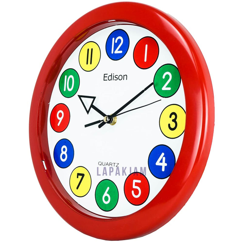 Jam Dinding Analog Polos Minimalis Edison Merah JDEDED280CMER
