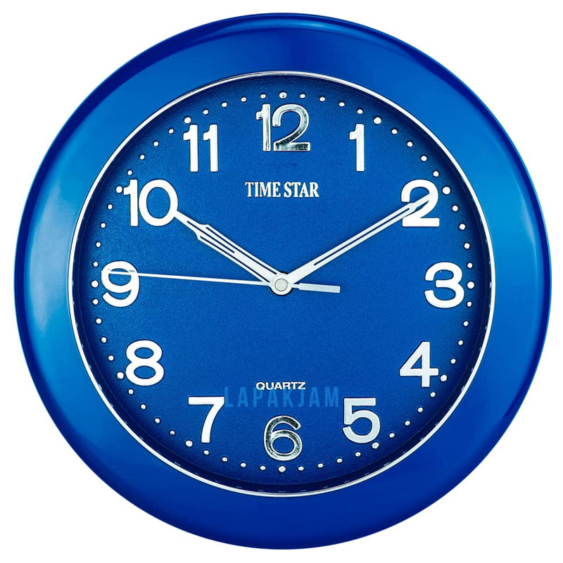 Jam Dinding Analog Polos Minimalis TimeStar Biru JD50TIM219DLU