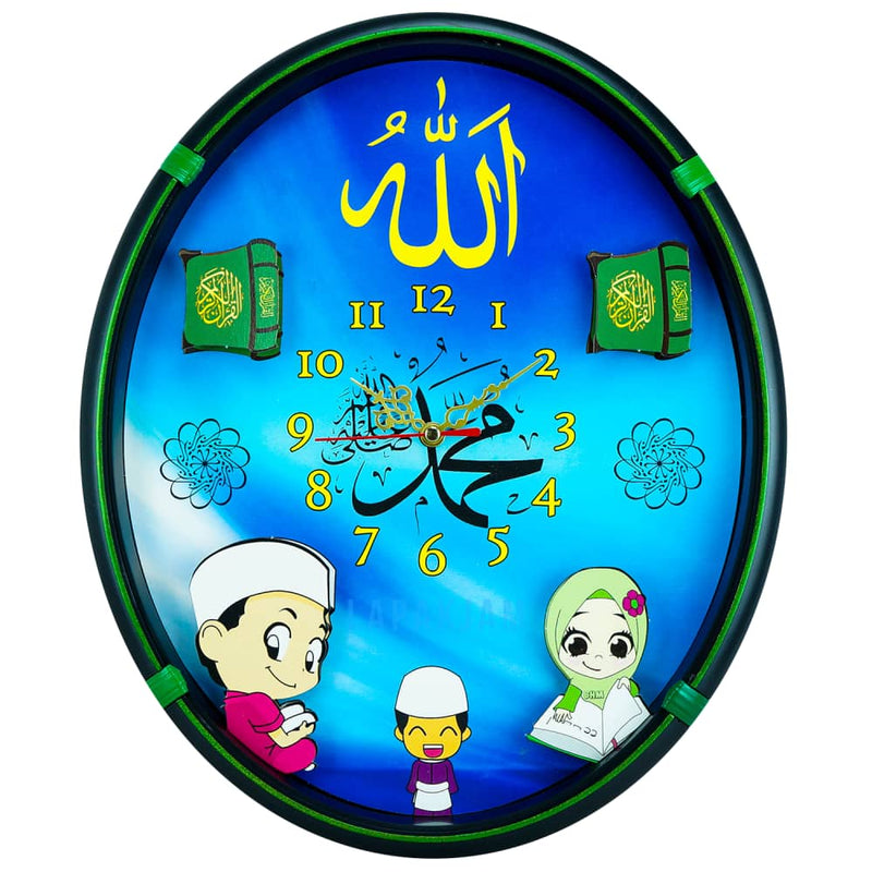 Jam Dinding Analog Kaligrafi Esa Hijau JDES48HIJ