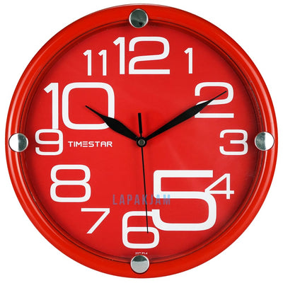 Jam Dinding Analog Polos Minimalis TimeStar Merah JD55210P14RED