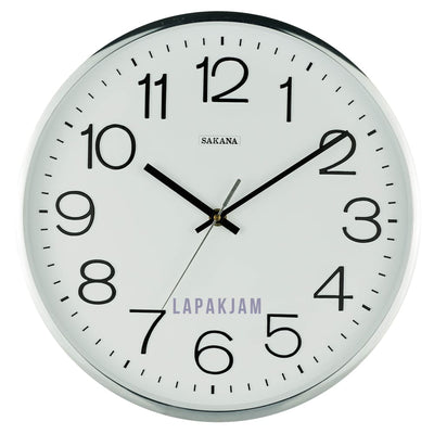 Jam Dinding Analog Polos Minimalis Sakana Silver Chrome JDSA081SILCHR