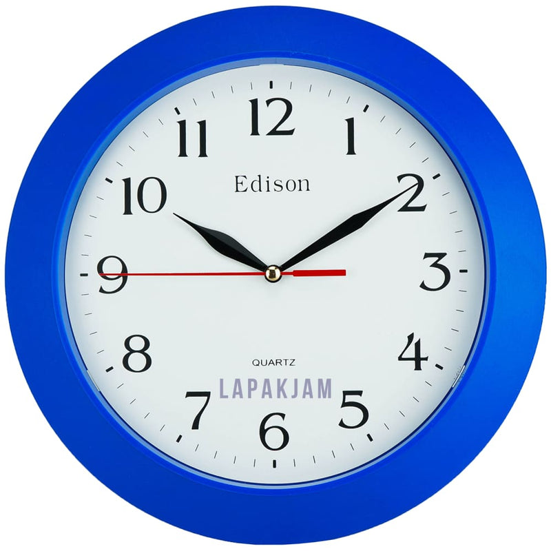 Jam Dinding Analog Polos Minimalis Edison Biru JDEDEDW07BIR