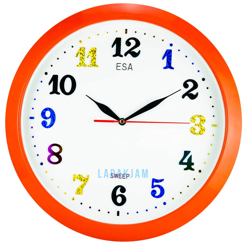 Jam Dinding Analog Polos Minimalis Esa Merah JDESA331MER