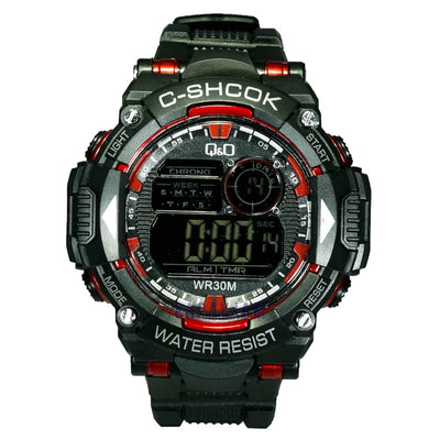 Jam Tangan Digital Sporty QnO Hitam Merah JAQNOD-05DHITMER