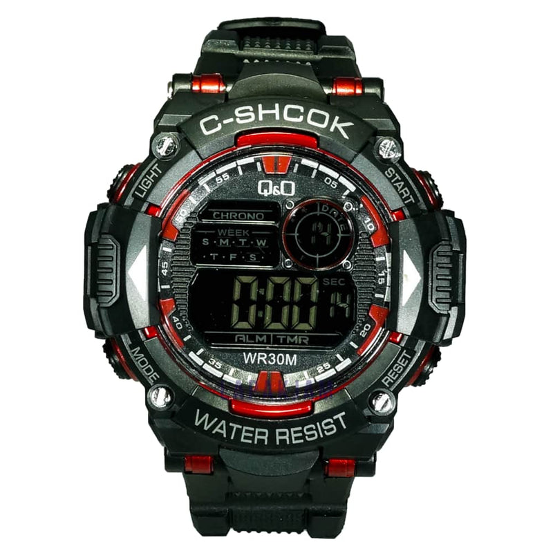 Jam Tangan Digital Sporty QnO Hitam Merah JAQNOD-05DHITMER