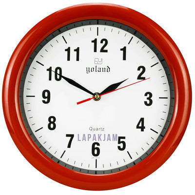 Jam Dinding Analog Polos Minimalis Alari Merah JDALAR2829PMER