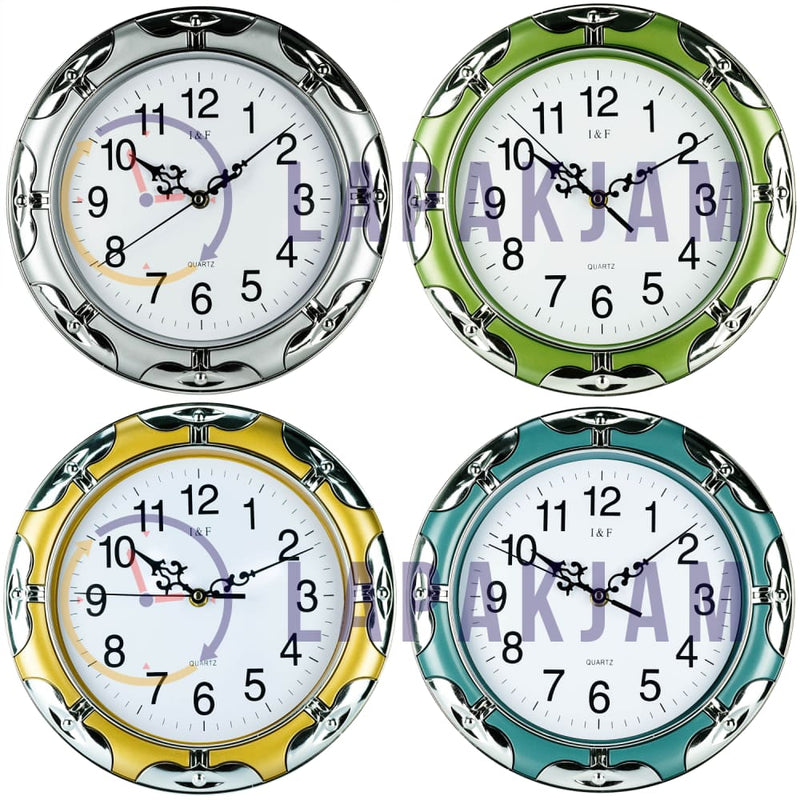 Jam Dinding Analog Permata/Feminim/Norak I&f Silver JD0058IF8845SI