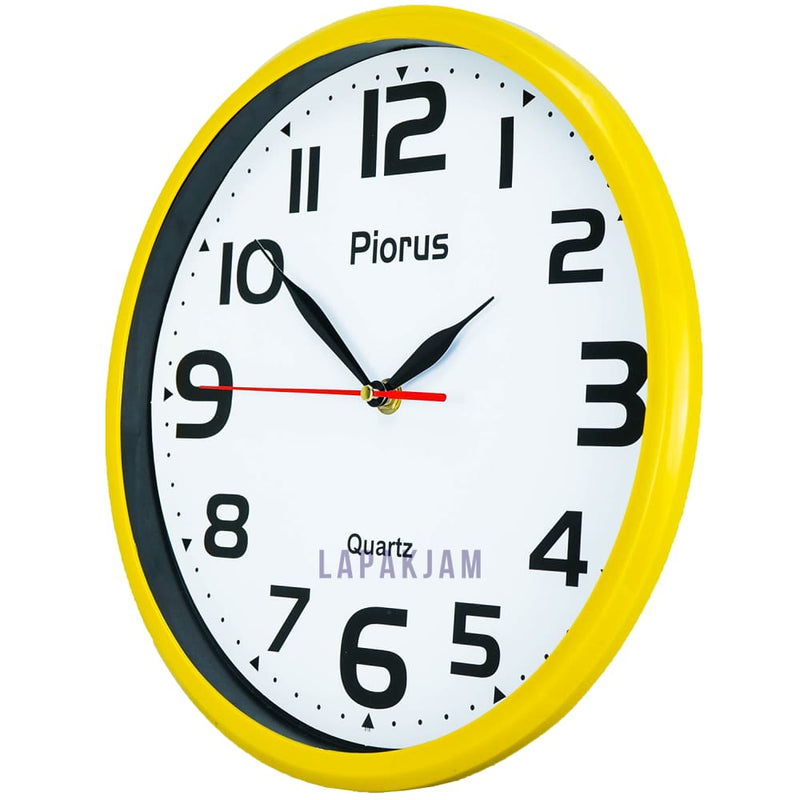 Jam Dinding Analog Polos Minimalis Piorus Kuning JDPI818KUN