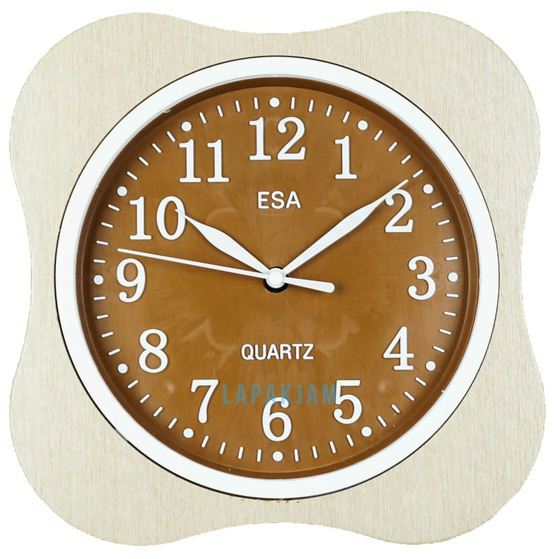 Jam Dinding Analog Polos Minimalis Esa Coklat muda JDESA192URKAMUD