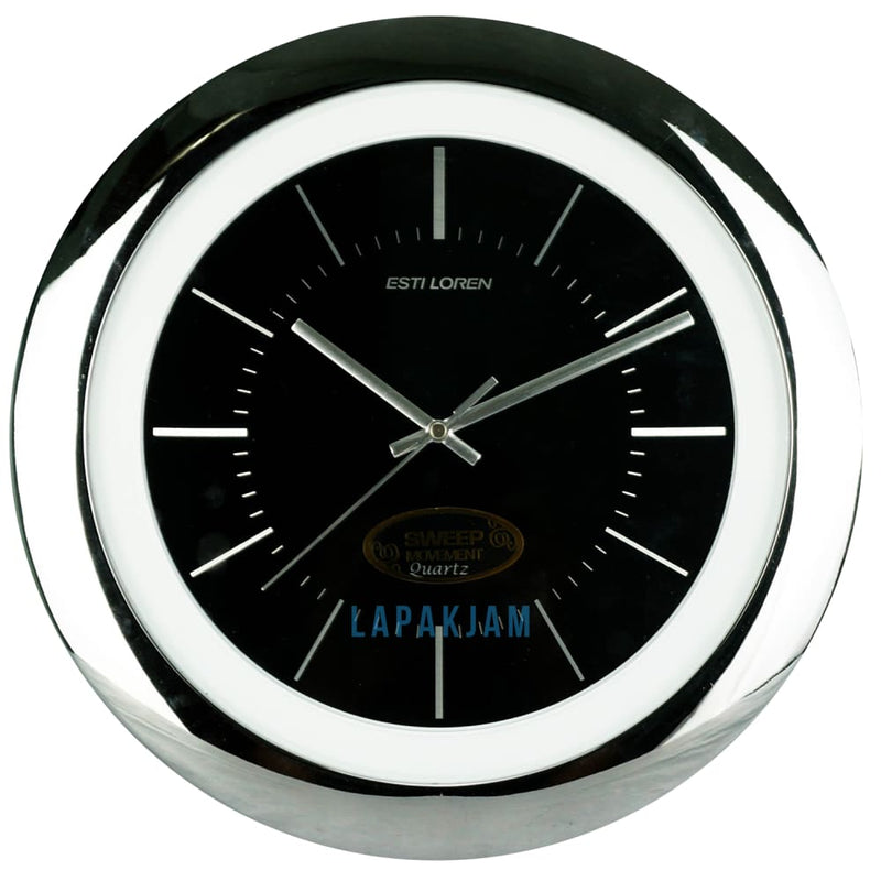 Jam Dinding Analog Polos Minimalis Estiloren Black JDESTICRS2156T1-1BLA