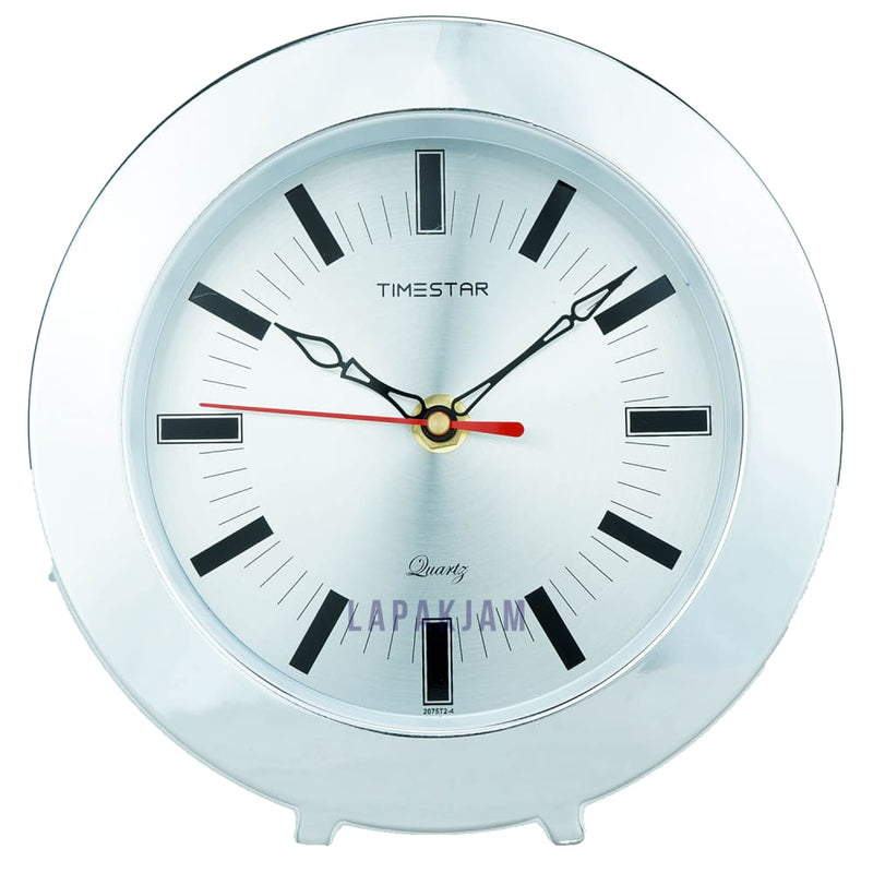 Jam Dinding Analog Polos Minimalis TimeStar Silver Chrome JD63205T24WHI