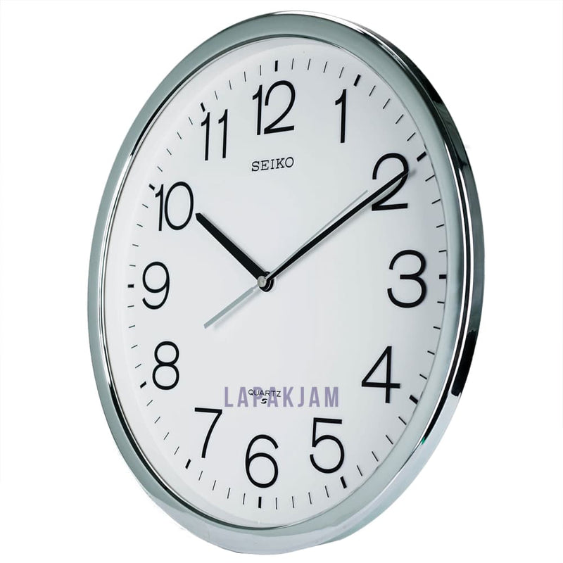 Jam Dinding Analog Polos Minimalis Seiko Silver Chrome JDSEIKQXA020SSIL