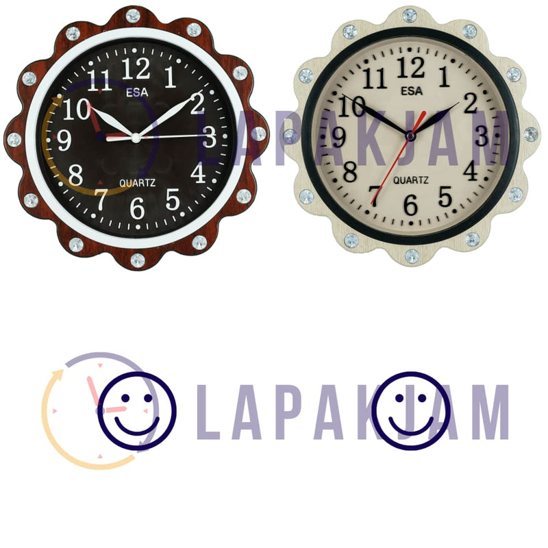 Jam Dinding Analog Polos Minimalis Esa Coklat tua JDESA224UTUA