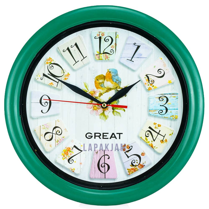 Jam Dinding Analog Bunga Great Hijau JD24GRE7-3HJ