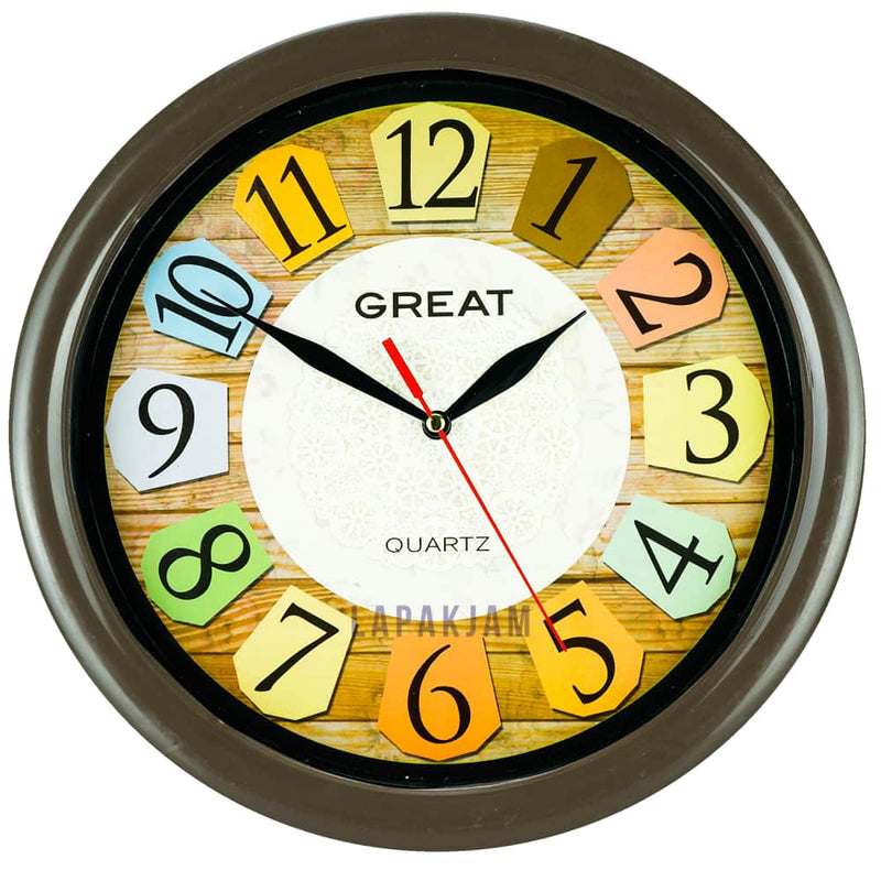 Jam Dinding Analog Bunga Great Coklat JDGREA777G-1COK