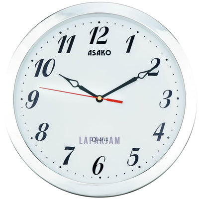 Jam Dinding Analog Polos Minimalis Asako Silver JD00201DWIL