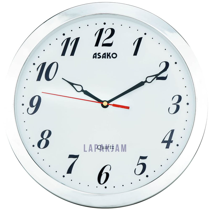 Jam Dinding Analog Polos Minimalis Asako Silver JD00201DWIL