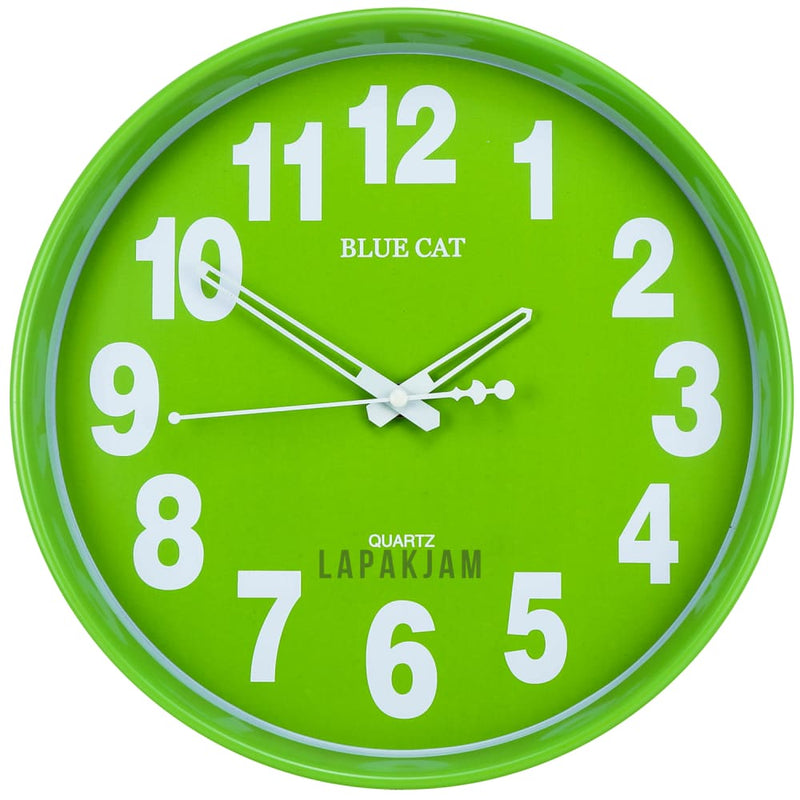 Jam Dinding Analog Polos Minimalis Bluecat Hijau JDBL2552HIJ