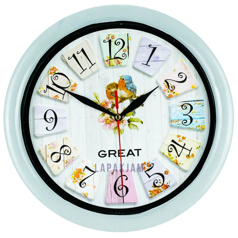 Jam Dinding Analog Bunga Great Abu Abu JDGREA777G-3ABU