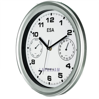 Jam Dinding Analog Chrome Kantor Estiloren Silver JD7570SILPUT