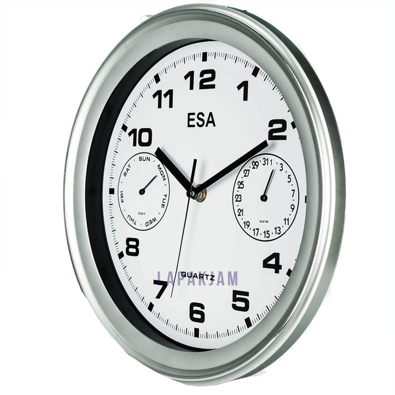 Jam Dinding Analog Chrome Kantor Estiloren Silver JD7570SILPUT