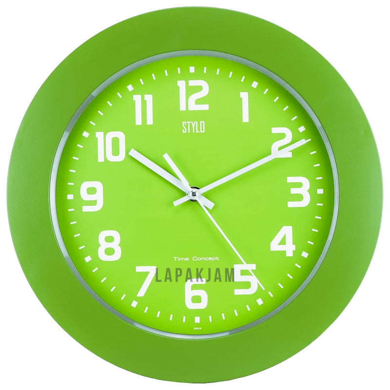 Jam Dinding Analog Polos Minimalis Stylo Hijau JDST3252HIJ