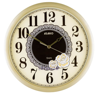 Jam Dinding Analog Bunga Asako Gold JD60P2GOL
