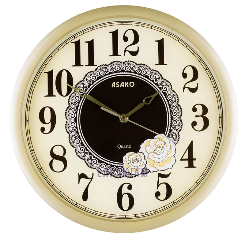 Jam Dinding Analog Bunga Asako Gold JD60P2GOL