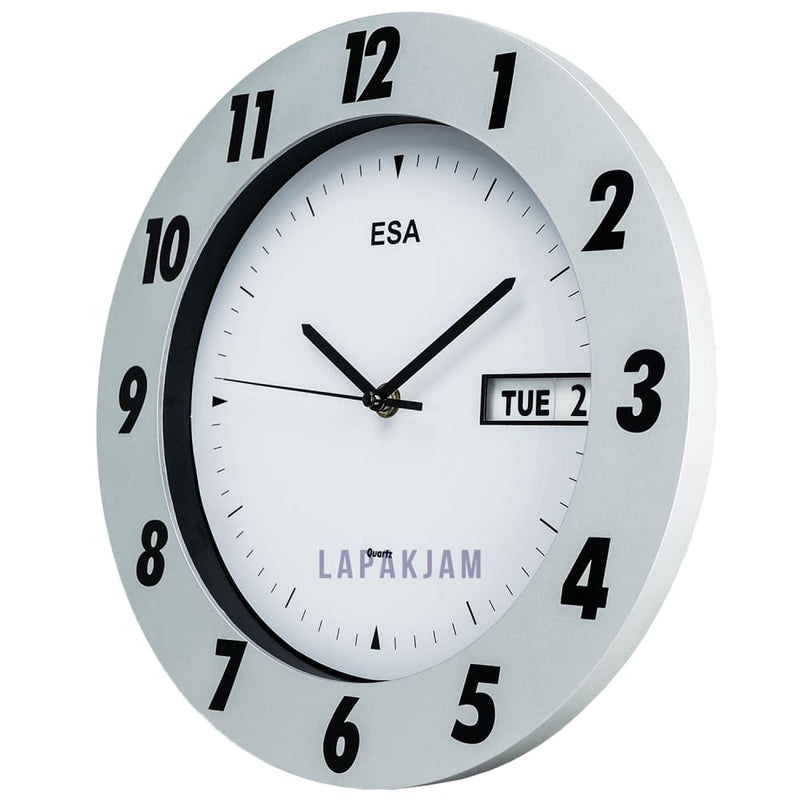 Jam Dinding Analog Polos Minimalis Esa Silver JDES6356SILPUT