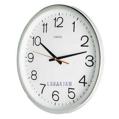 Jam Dinding Analog Polos Minimalis Sakana Putih JDSAKA076PUT