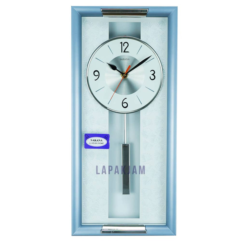 Jam Dinding Bell & Bandul Polos Minimalis Sakana Biru JDSA38BBIR