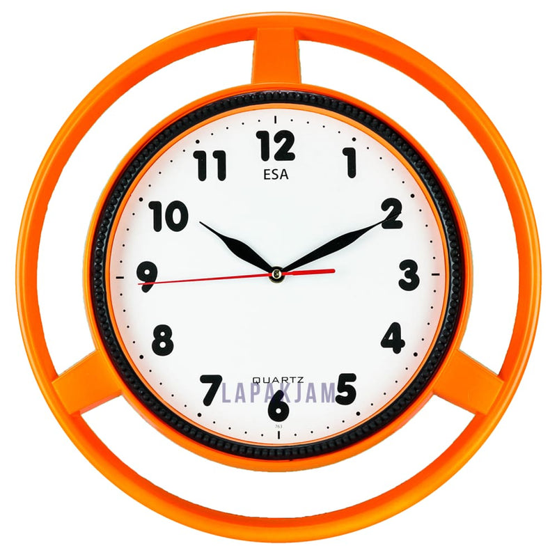 Jam Dinding Analog Polos Minimalis Esa Orange JDESLU365ORA