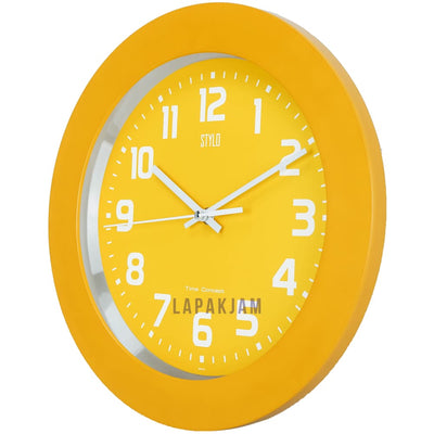 Jam Dinding Analog Polos Minimalis Stylo Kuning JDST3252KUN