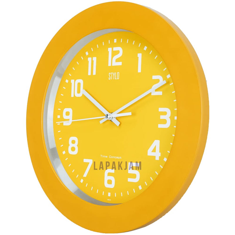 Jam Dinding Analog Polos Minimalis Stylo Kuning JDST3252KUN