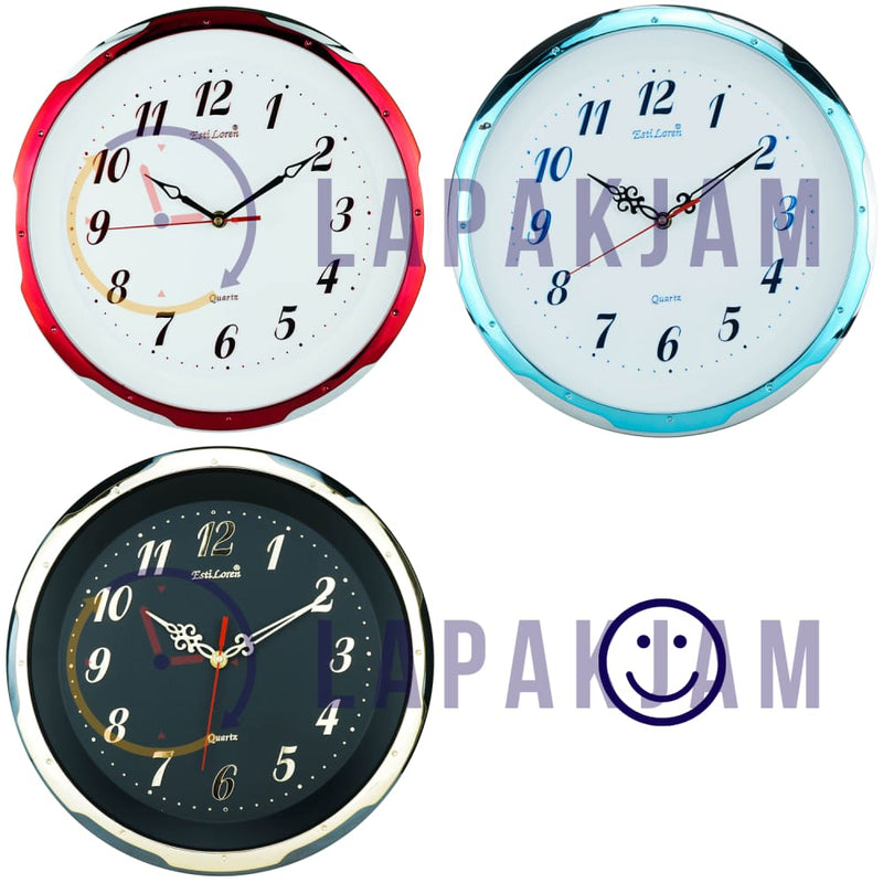 Jam Dinding Analog Polos Minimalis Estiloren Merah JDTICRS0DRE