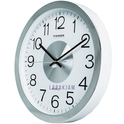 Jam Dinding Analog Polos Minimalis Pioneer Siver JDPIHS137DWWHI